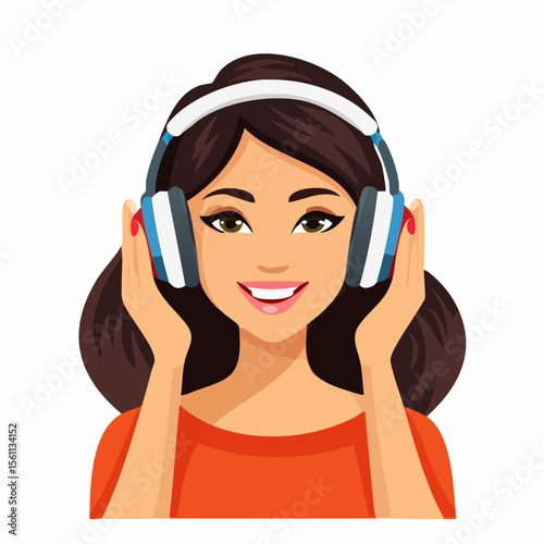 woman enjoying music with headphones