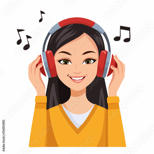 woman enjoying music with headphones