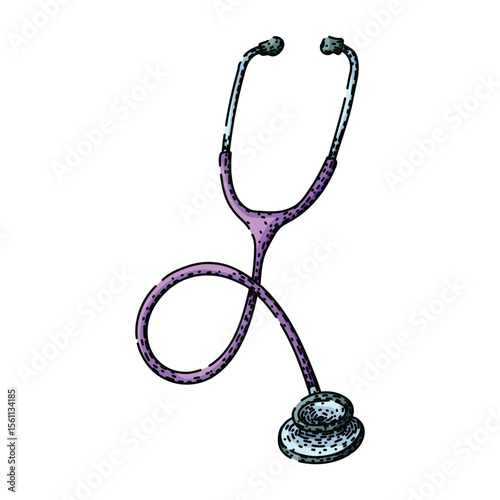 nurse stetoscope sketch hand drawn vector