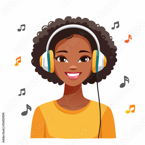 woman enjoying music with headphones