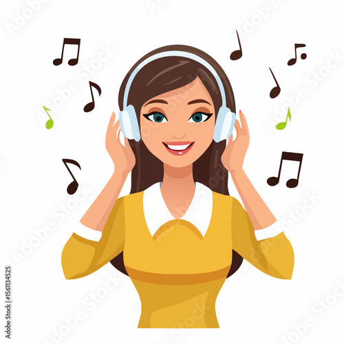 woman enjoying music with headphones