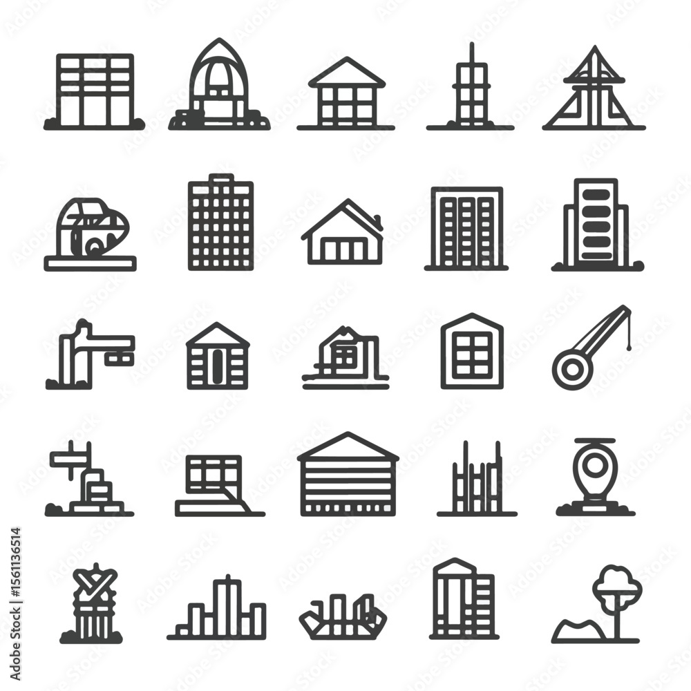 Fototapeta premium 2D Flat icon Construction & Architecture Icons isolated in White Background