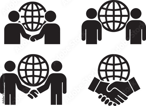 Global Business Partnership | International Collaboration & Corporate Alliance Vector Illustration

