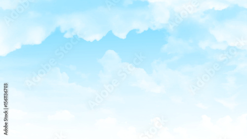 Background with clouds on blue sky. Vector background. 