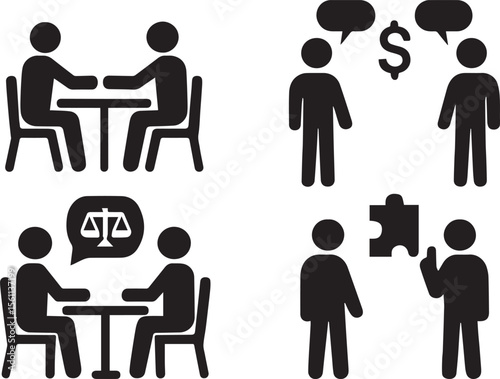 Negotiation Silhouette | Business Deal & Agreement Vector Illustration

