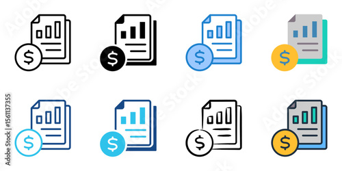 Financial statement icon set multiple style collection 
