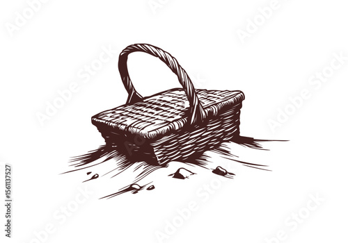 Picnic Basket hand drawn vector illustration