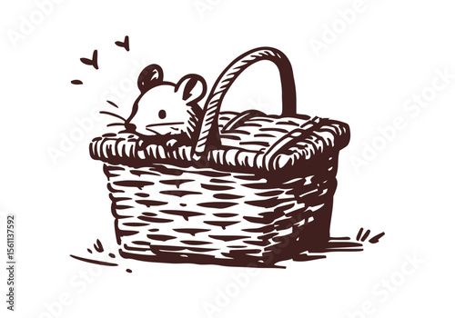 Picnic Basket hand drawn vector illustration