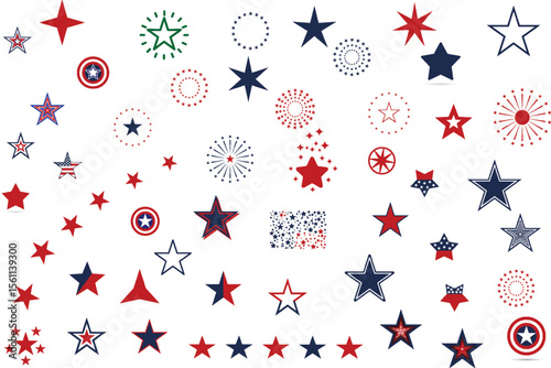Patriotic Star and Patriotic USA Flag Designs with Star Border Graphics Collection.
