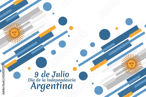 Translate: July 9, Independence day of Argentina vector illustration. Suitable for greeting card, poster and banner 