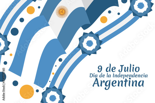 Translate: July 9, Independence day of Argentina vector illustration. Suitable for greeting card, poster and banner 