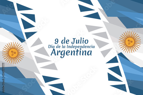 Translate: July 9, Independence day of Argentina vector illustration. Suitable for greeting card, poster and banner 
