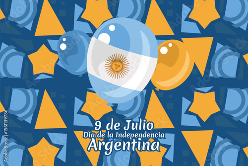 Translate: July 9, Independence day of Argentina vector illustration. Suitable for greeting card, poster and banner 