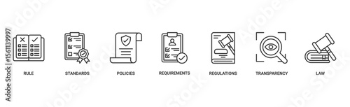 Compliance banner web icon vector illustration concept with icon of rules, standards, policies, requirements, regulations, transparency, and law