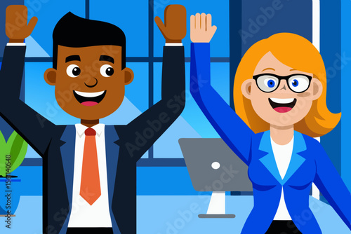 Celebrating Success A Diverse Business Team Rejoices