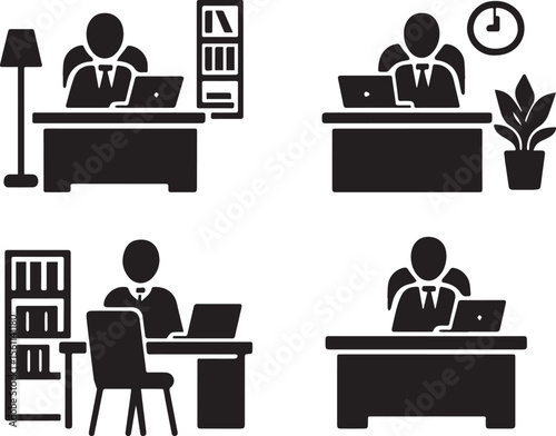 CEO Office Interior | Executive Workspace & Modern Office Vector Illustration

