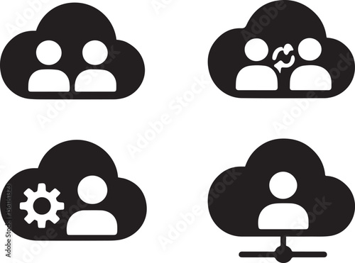Cloud Collaboration Vector | Online Teamwork & Remote Work Cloud Computing Icon

