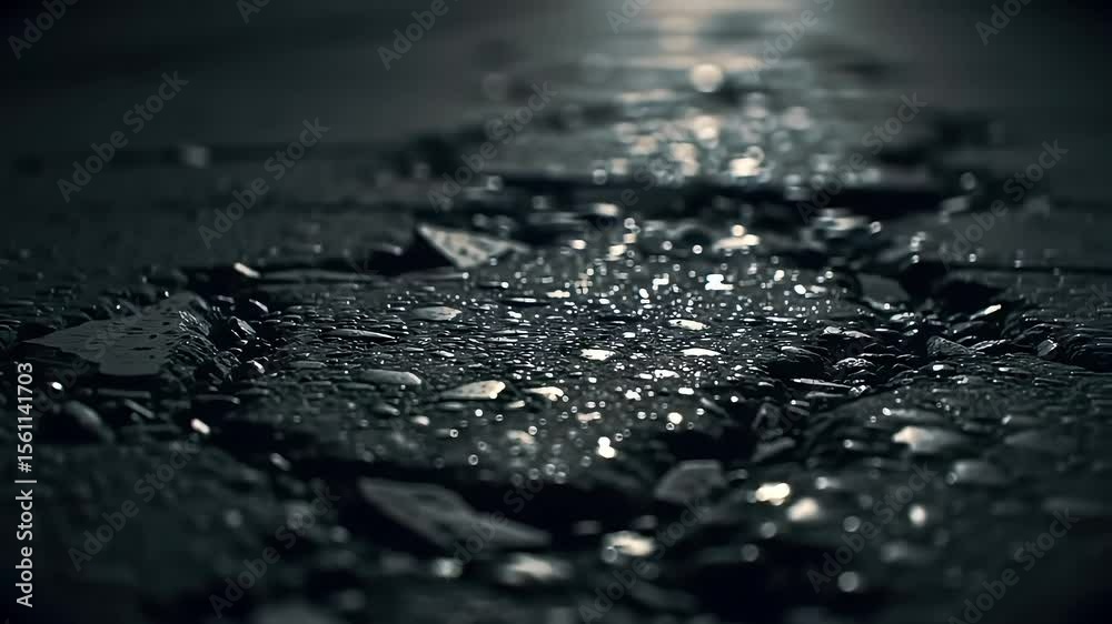 Nighttime road, wet stones, blurry background, texture Nighttime road, wet stones, blurry background, texture