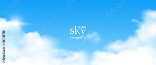 Realistic Sky Background set with White clouds for Cosmetic Product, travel buissnes Presentation or web design, Sky Blue Cloud poster, card, flayer, banner, cover Background for ads promo and web.