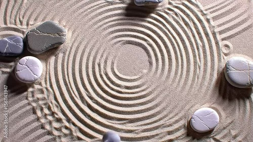 Zen garden stones ripple sand design background meditation