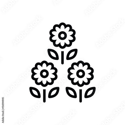 Black line icon for flower