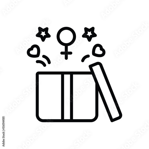 Black line icon for gift