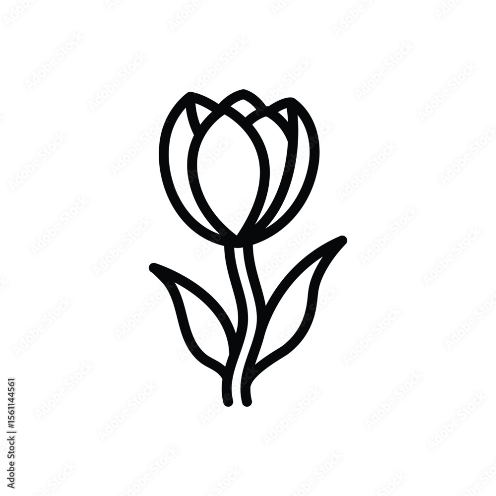 Black line icon for tulip