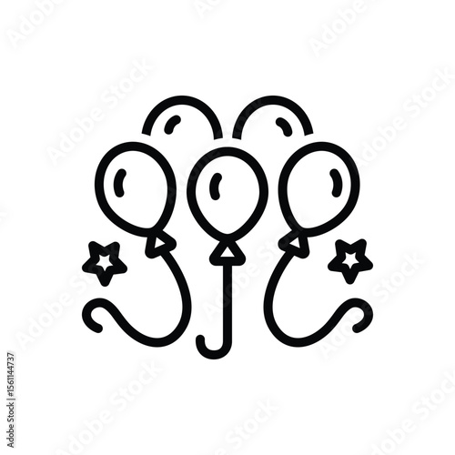Black line icon for balloons