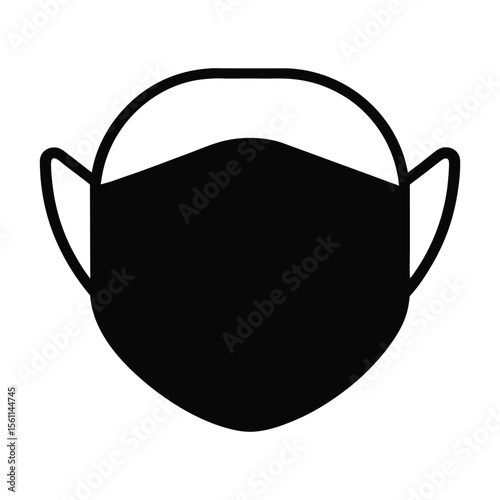 medical mask icon vector silhouette white background.
