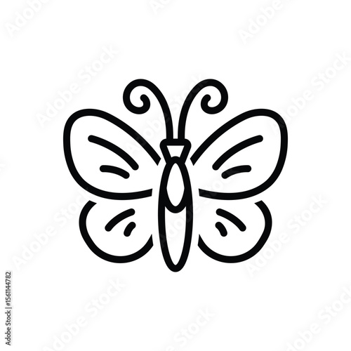 Black line icon for butterfly