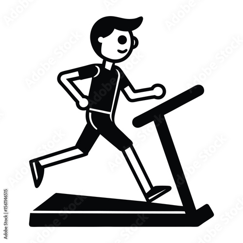 treadmill running exercise cartoon art.