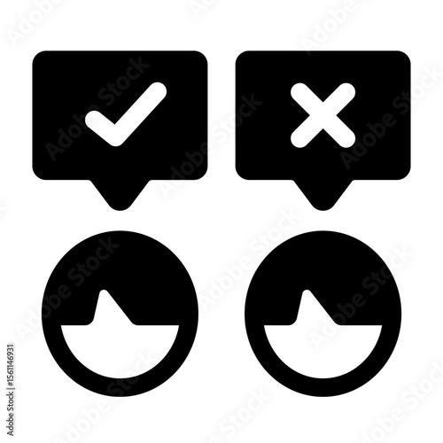 Decision Icons Check, Cross, Wave