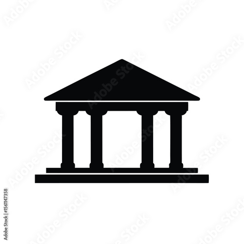 Classical Architecture Icon Grecian Temple Silhouette Illustration