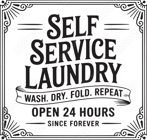 Vintage Laundry Sign, Retro Farmhouse Laundry Room Quotes, Retro Laundry Room Decor, Antique Typography Design