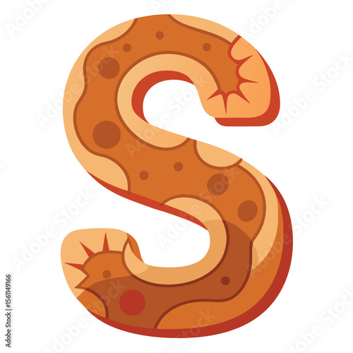 Capital letter S made of brown clay with visible hand-made texture, earthy craft.