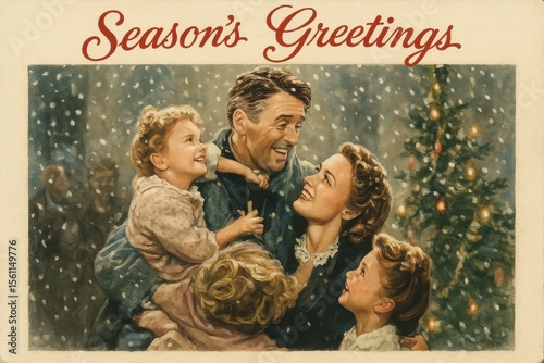 Classic Christmas Movie, Vintage, Christmas, Family, Celebration, Christmas Tree, Joy, Festive, Santa Claus, Holiday Spirit, Classic Film, Christmas Atmosphere