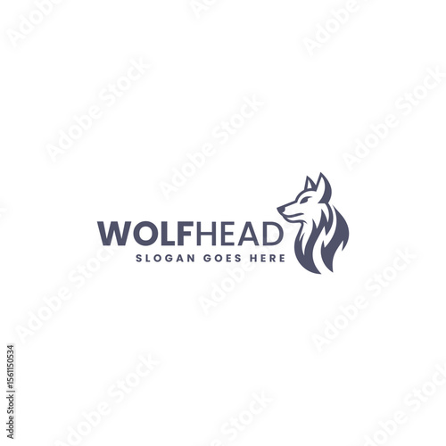 Wolf Head Logo in Monochrome Style