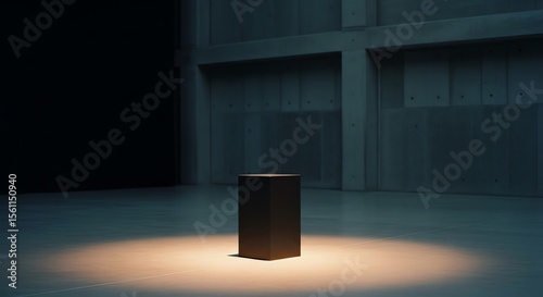 Dark block in spotlight minimal architecture