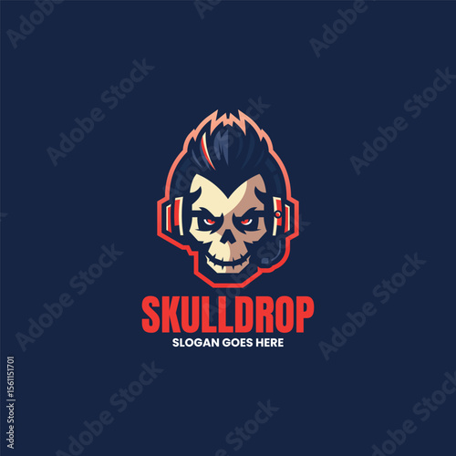 Mascot Skull Drop Logo Design