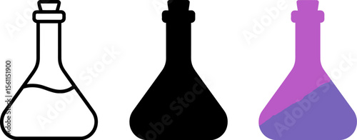 Find science flask vector icons for chemistry lab equipment research and experiment graphic design assets editable vector illustration