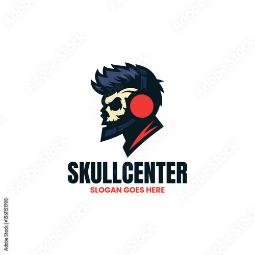 Mascot Skull Center Logo Design