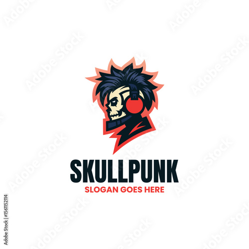 Mascot Skull Punk Logo Design