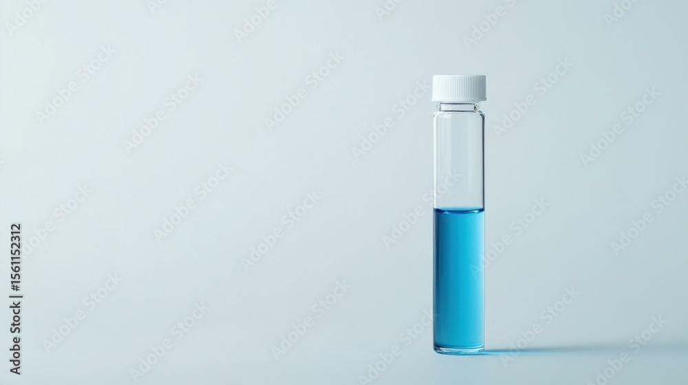 Test tube with blue liquid in sterile laboratory setting Test tube with blue liquid in sterile laboratory setting