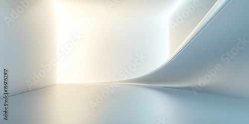 Futuristic abstract motion blur with blue color, glow warm light ray in perspective view. Soft smooth shape line, fade of color gradient. Empty space suit for modern future technology background.