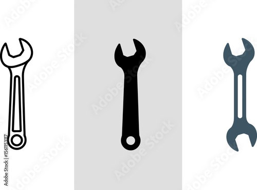 Wrench tool icon set vector illustration for mechanic repair service and construction work design editable vector illustration