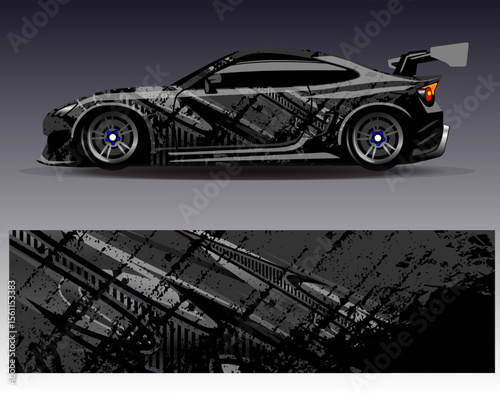 Car wrap design vector. Graphic abstract stripe racing background designs for vehicle, rally, race, adventure and car racing livery