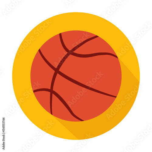 Basketball ball icon on yellow background.
