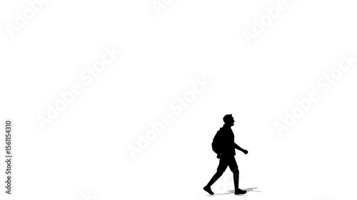 walking silhouette man cartoon animation. loop animation ( 4k video ).