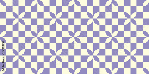 Purple checker and floral pattern, Vector illustration.