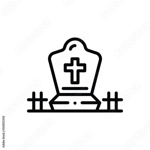 Black line icon for grave